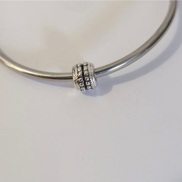 Silver Studded Spacer Charm for Pandora Style Bracelet - Picture 2 of 4